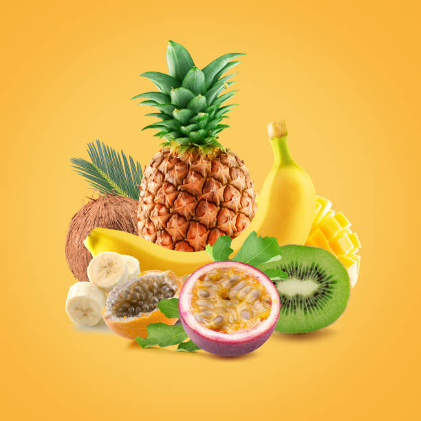 istock exotic fruits on a yellow background 2160808423