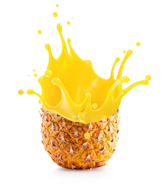istock pineapple with juice splash isolated on a white background. Clipping path 2160808700