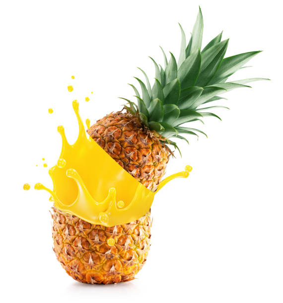 istock pineapple with juice splash isolated on a white background. Clipping path 2160808726