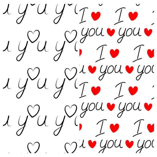 istock Love you Hand lettering with hearts Seamless pattern in minimalist style. Greeting backdrop idea 2160817518