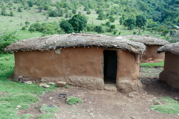 Kenyan Maasai Mud hut built by women, Africa