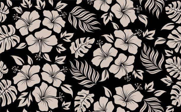 hibiscus pattern. - grafický tisk stock ilustrace