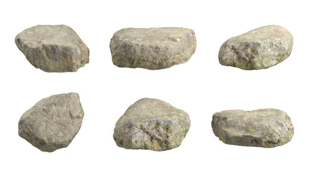 istock Realistic hard rocks outside collections isolated on white 3d illustration 2160820436