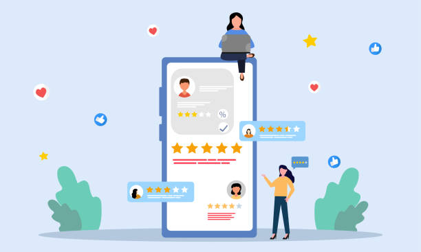 istock Customer giving valuable feedback and reviews rating stars and likes on mobile application. 2160822483
