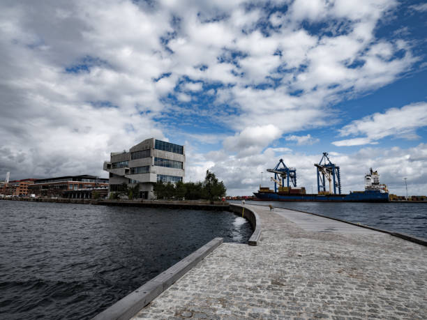 Copenhagen, Denmark - July 5, 2024: BIG headquarters in Copenhagen Nordhavn - Northern Harbour. BIG - Bjarke Ingels Group - is a world famous group of architects headed by Bjarke Ingels