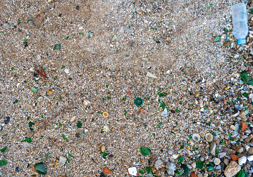Micro Garbage Microplastics On Sand Beach Micro Plastics Garbage Tiny Trash Pieces ...