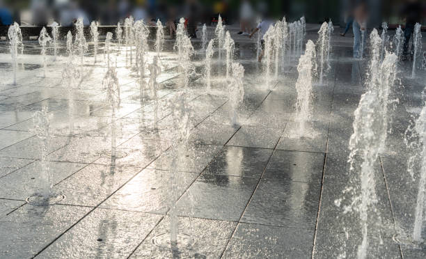 istock Fountain Water Texture Background, Falling Fresh Fountain Jets, Waterfall Splash Pattern, Summer Park 2160841630
