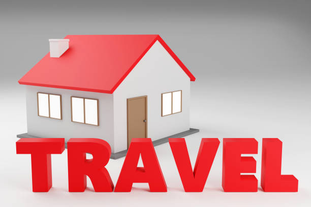 istock Luxury red sign travel with red boxes on grey podium, soft light, smooth background, 3d rendering 2160842426
