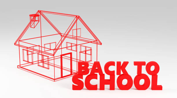 istock Red sign back to school Minimal Concept 3D render Illustration 2160842541