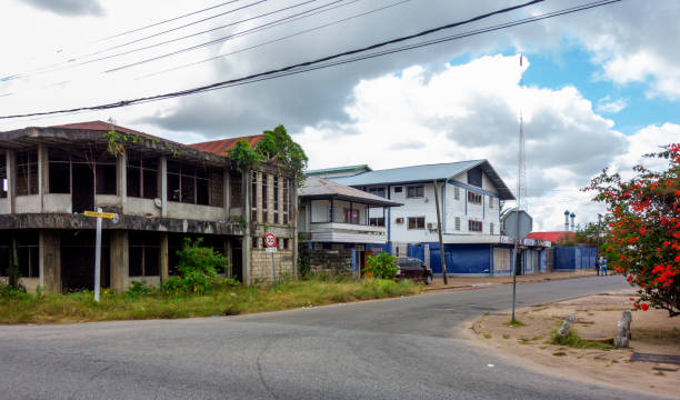 Paramaribo, Suriname, 5 March 2024: Quiet street in the center of the city