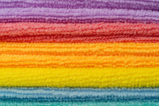 Cleaning cloth macro texture background. Wipe rag pattern, cleaning microfiber towel banner, wiping cotton napkin template, microfibre fabric mockup, kitchen cloths top view