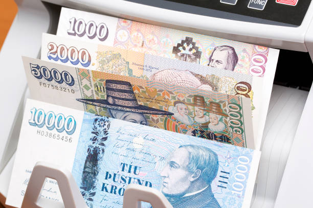 istock Icelandic crown in the counting machine 2160844572