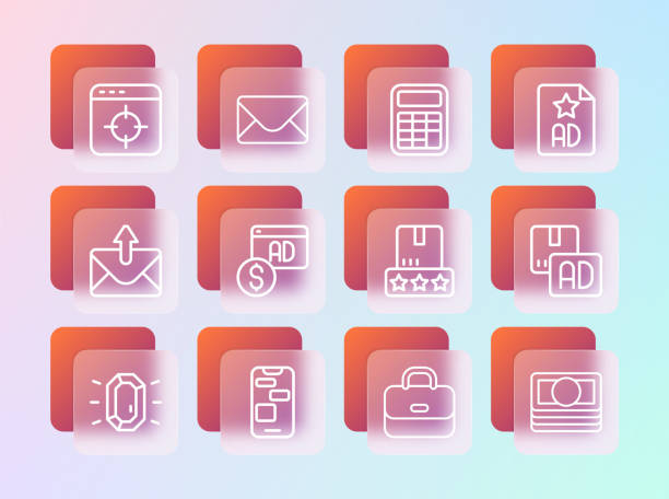 istock Set line Advertising, Mobile 24 hours support, Consumer product rating, Briefcase, Calculator, Target financial goal and Mail and e-mail icon. Vector 2160846715