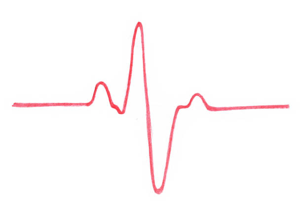 istock Red heartbeat scribble line on white background with varying thickness and bumps 2160849924