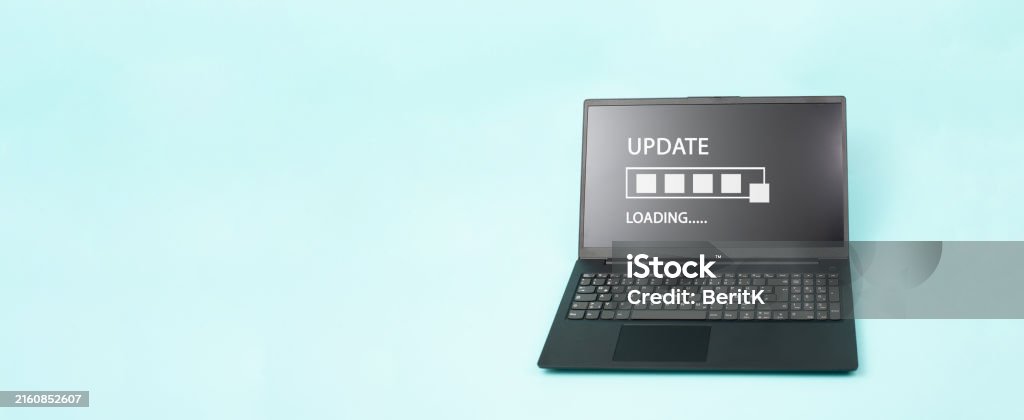 Update Loading Laptop Screen With Progress Bar Upload Data Business ...