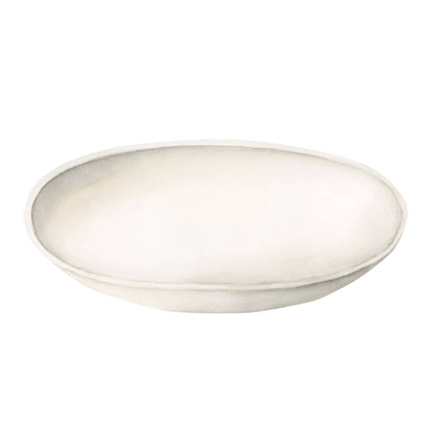 istock White empty porcelain plate. Watercolor food illustration hand painted isolated on white background for cookbook 2160855172