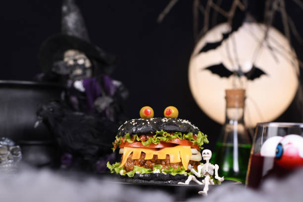 istock Halloween Monster black burger 2160855301