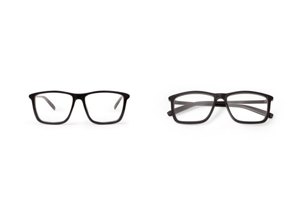 istock Stylish black plastic eyeglasses isolated on white background, front view 2160856750