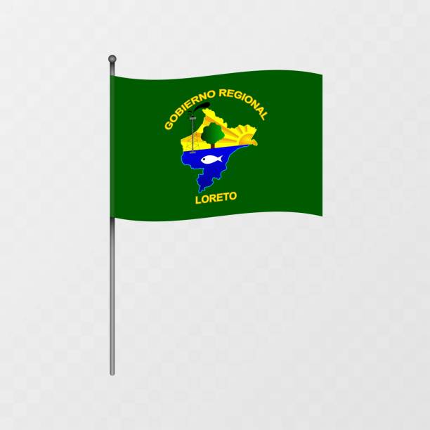 istock Department of Loreto flag on flagpole. Vector illustration. 2160867571