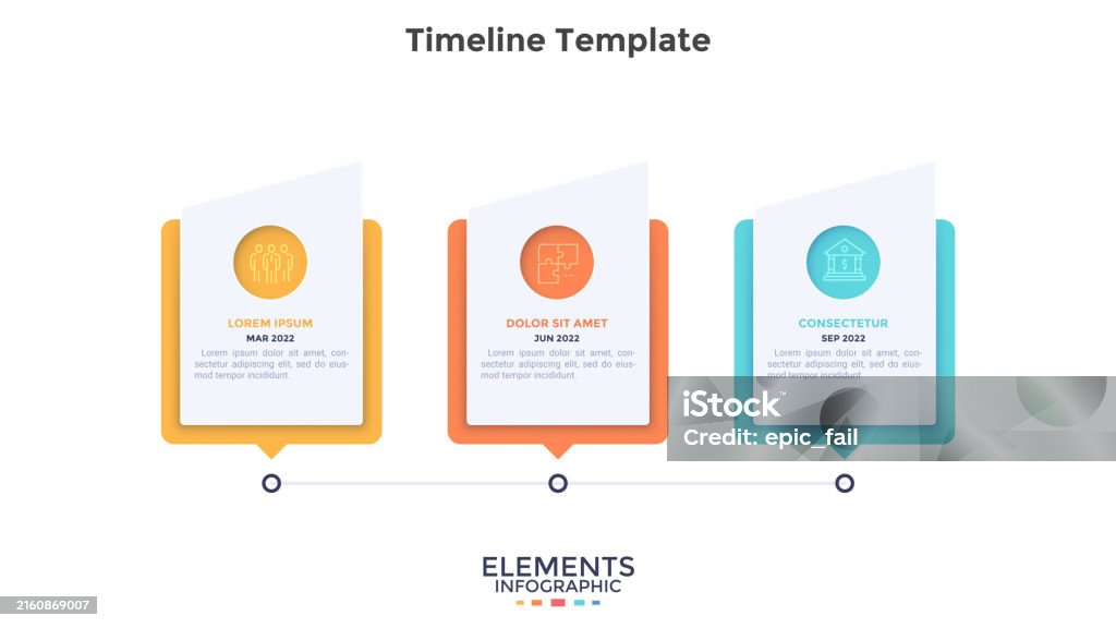 Project Planning Retangular Image Horizontal Timeline With 3 Rectangular Elements Concept Of Three ...