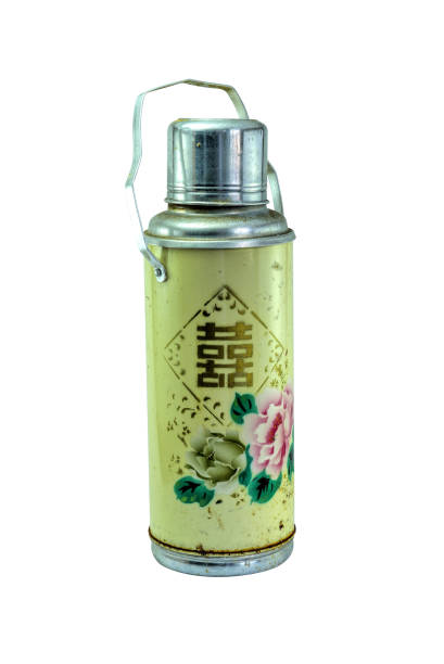 Chinese retro aluminum large flask isolated on white background. Clipping path included.