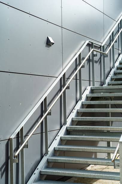istock hot-dip galvanized external staircase on a modern building 2160878034