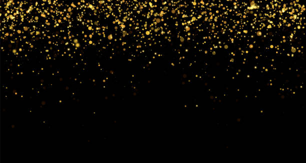 istock Festive vector background with gold glitter and confetti for Christmas celebration. Black background with glowing golden particles. 2160880963
