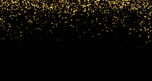 istock Festive vector background with gold glitter and confetti for Christmas celebration. Black background with glowing golden particles. 2160880968
