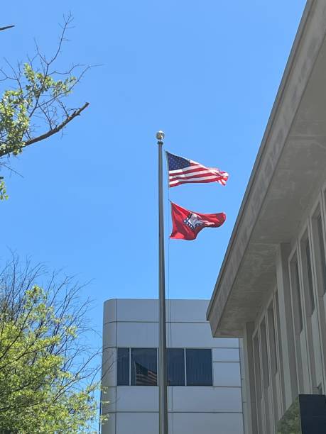 istock United States and Arkansas State Flag 2160880994