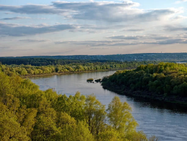istock Trees on the riverbank in the evening 2160884672