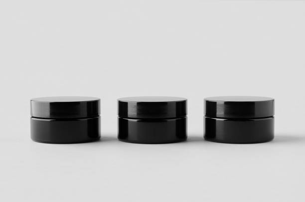 istock Black glass cream jar packaging mockup. 2160888715