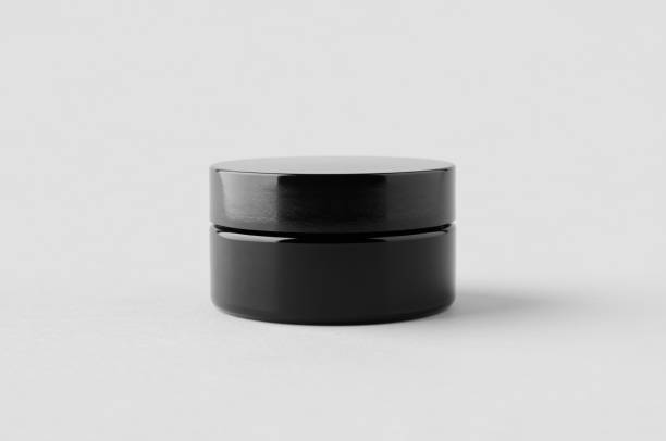 istock Black glass cream jar packaging mockup. 2160888722