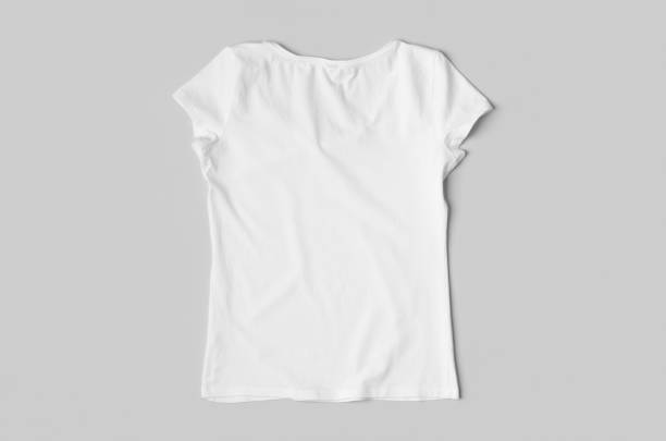 istock Women's crew neck t-shirt mockup, backside. 2160889324