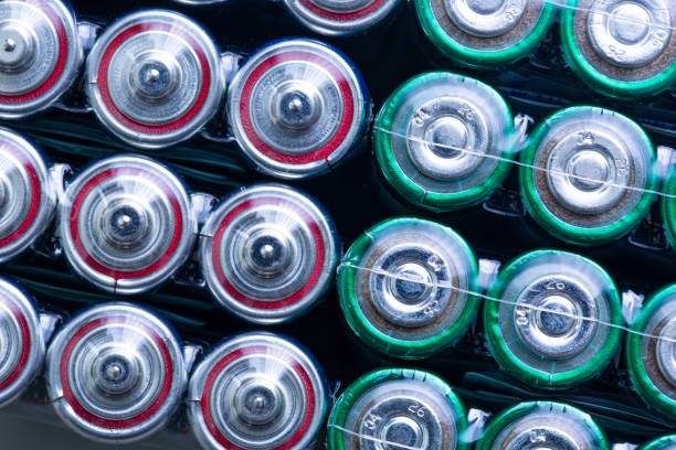 istock Close-range battery,The batteries stand close together and form a beautiful background. Selective focus. Artistic blurring at the edges. Energy source. Patterns. A lot of 2160893858