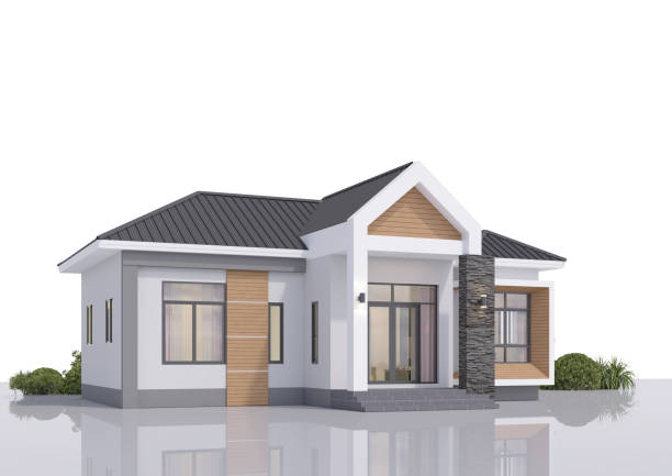 istock Architecture 3d rendering illustration of modern minimal house on white background 2160908364