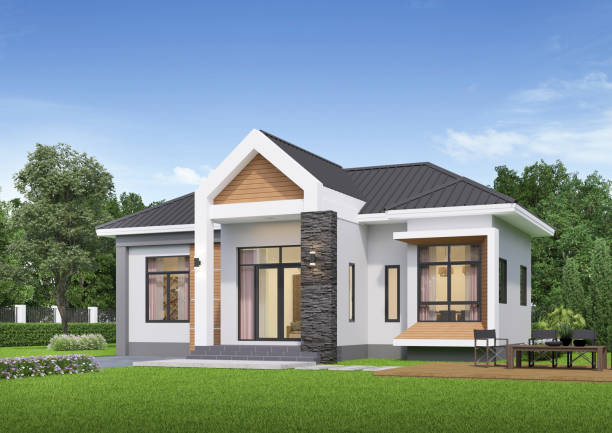 istock Modern house exterior daylight with lawn grass.3d rendering 2160908368