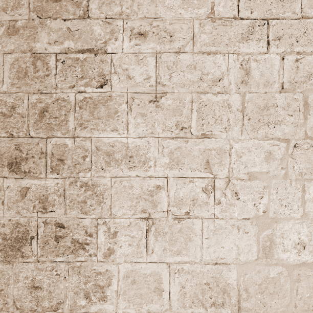 Sepia Toned Ancient Stone Wall Texture Close-Up