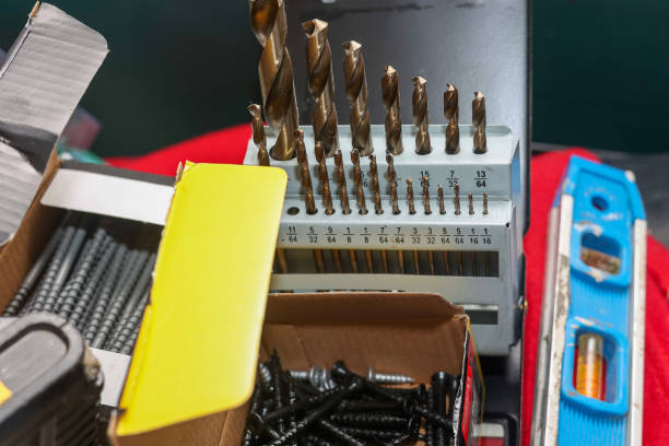 A box of nails and drills