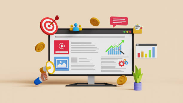 istock Digital marketing or advertising, data analysis concept. 3d computer with social network and media communication 2160913010