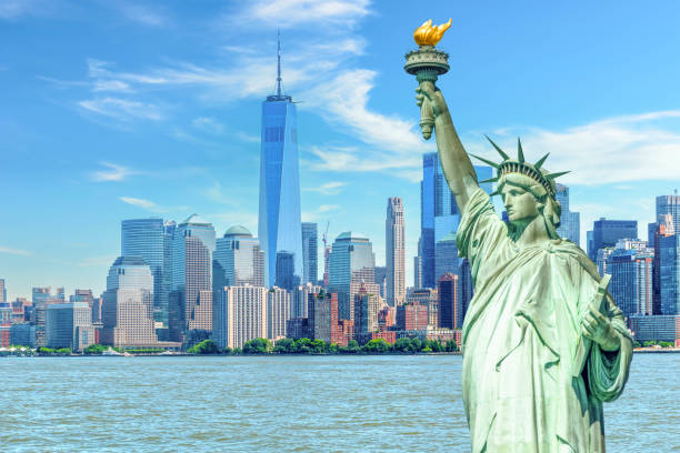 istock Statue of Liberty and skyline Manhattan 2160923464