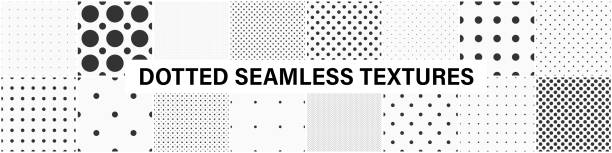 Collection of vector geometric seamless minimalistic black and white patterns. Simple dotted and circles textures - repeatable unusual backgrounds. Monochrome design Collection of vector geometric seamless minimalistic black and white patterns. Simple dotted and circles textures - repeatable unusual backgrounds. Monochrome design. polka dot stock illustrations