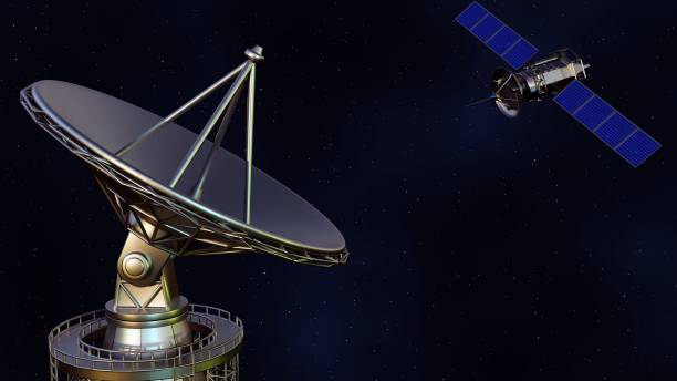 istock a satellite in orbit beams data down to a network of dish antennas 2160940685