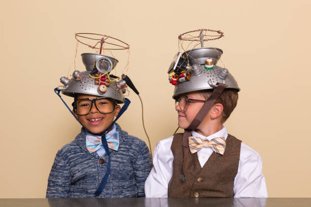 Young boys search the mysteries of the mind through a science experiment in the form of a mind reading helmet.
