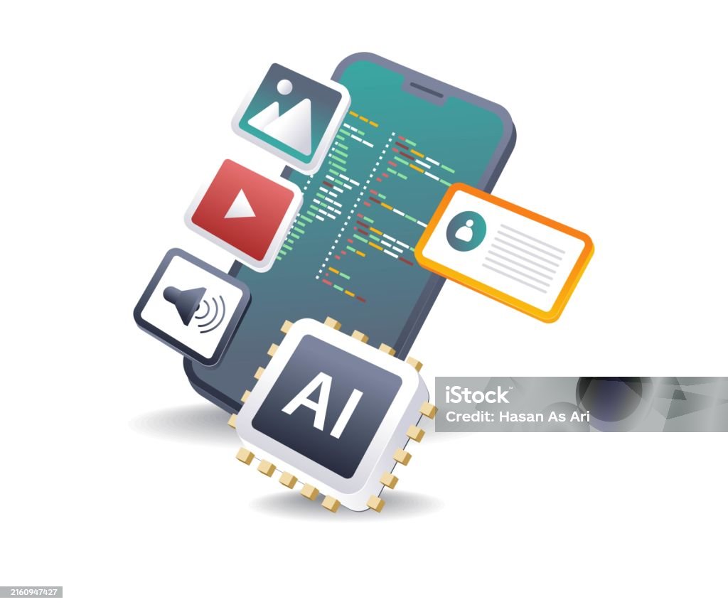 Ai Applications In Smartphone Programming Stock Illustration - Download ...