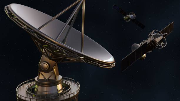istock a satellite in orbit beams data down to a network of dish antennas 2160950863