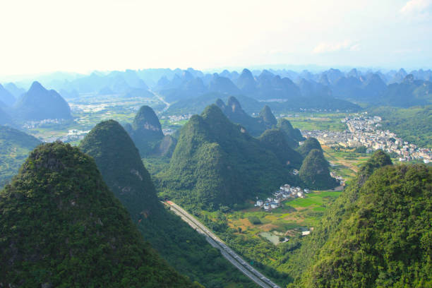 istock Beautiful Bird’s Eye View from Ruyi Mountain in Yangshuo, China 2160951435