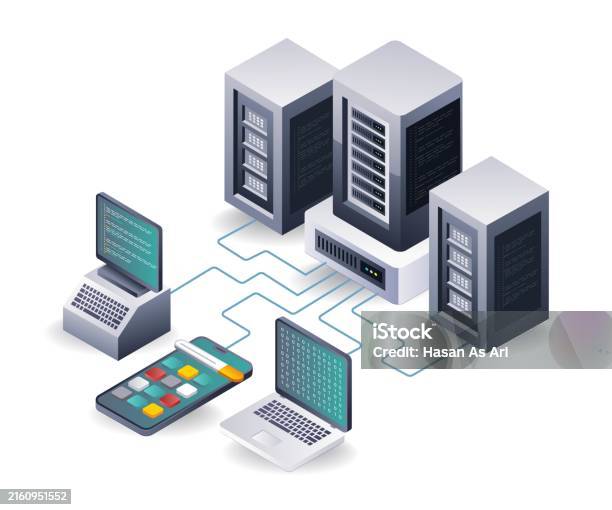 Developing Server Applications In Computer Networks Stock Illustration ...