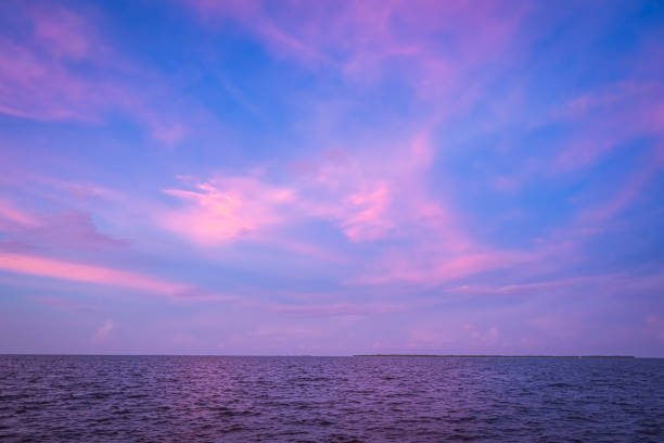 Nature landscape beautiful Light Sunset or sunrise over sea,Colorful clouds dramatic sky seascape,Amazing clouds in sunset sky background