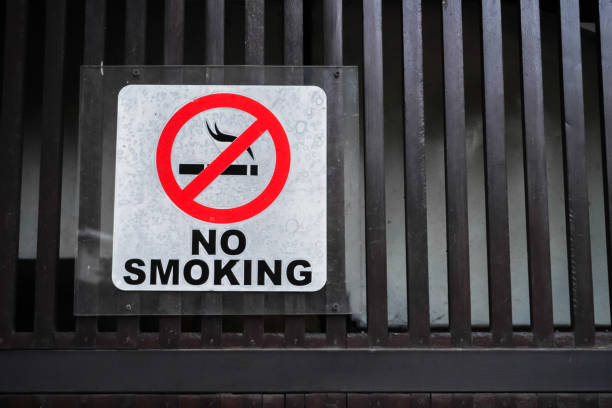 istock Red colored No Smoking sign on the wall 2160953986