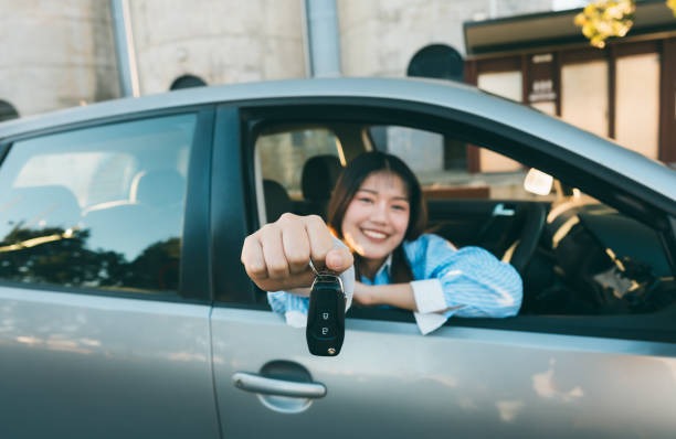 istock Woman bought new automobile at leadership. 2160955113
